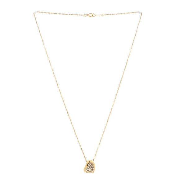 Tiffany & Co. Elsa Peretti Full Heart Necklace 18K Yellow Gold with Pave Diamond - Picture 2 of 3